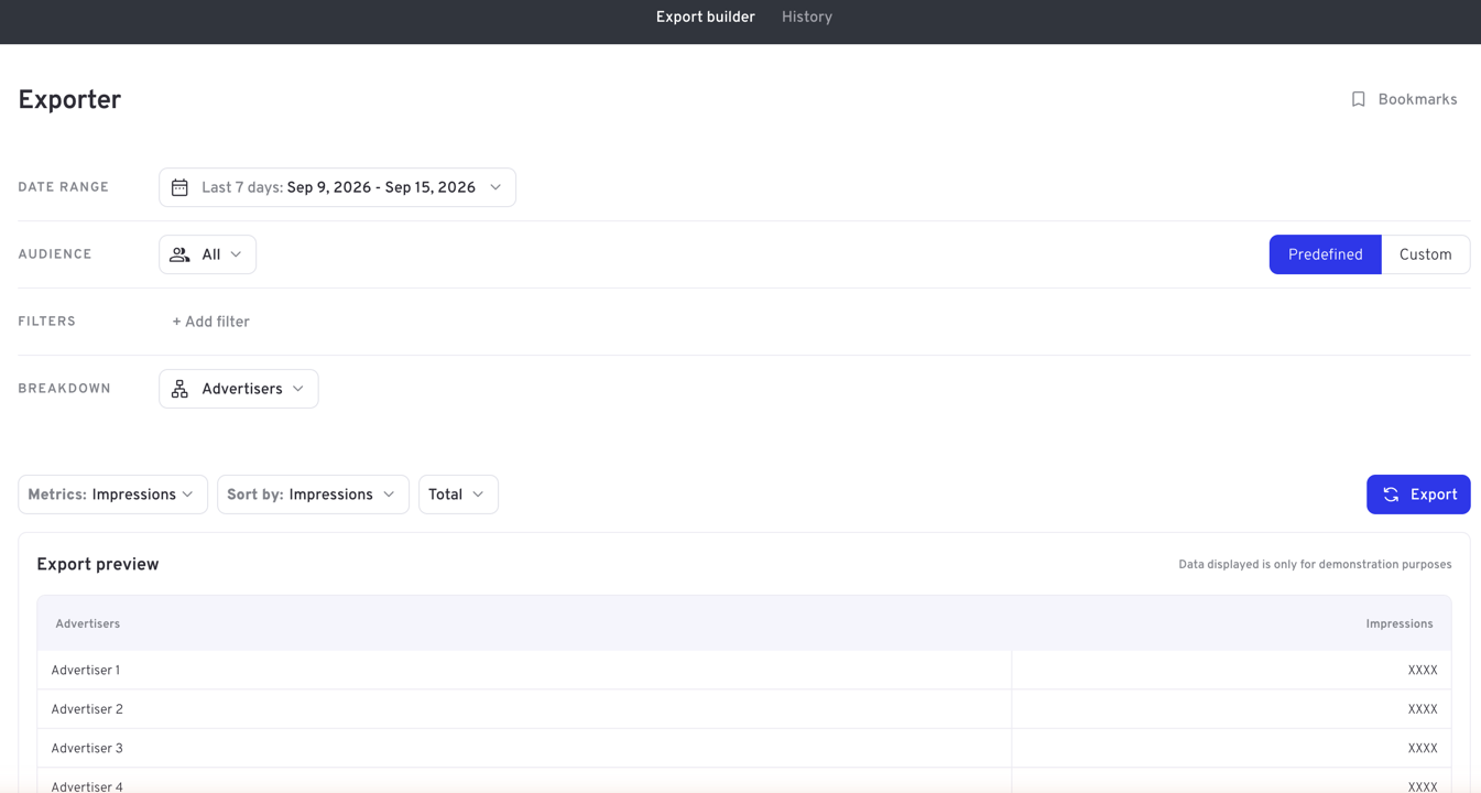 The export builder