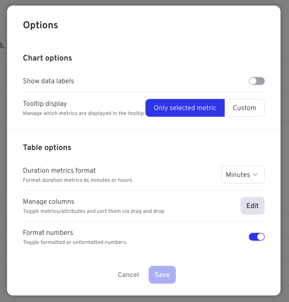 The Options dialog
